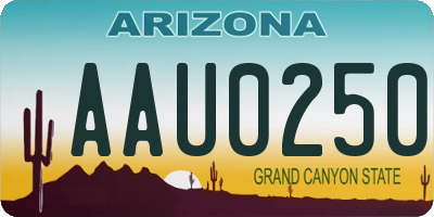 AZ license plate AAU0250