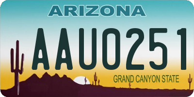 AZ license plate AAU0251