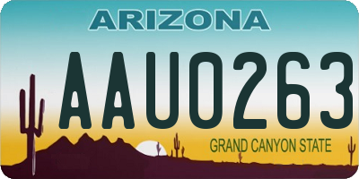 AZ license plate AAU0263