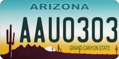 AZ license plate AAU0303