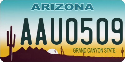 AZ license plate AAU0509