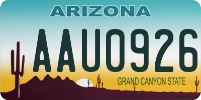 AZ license plate AAU0926