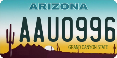 AZ license plate AAU0996