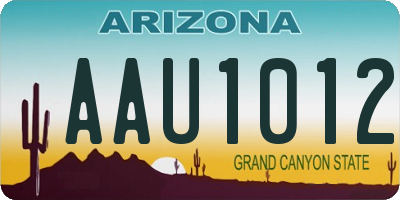 AZ license plate AAU1012