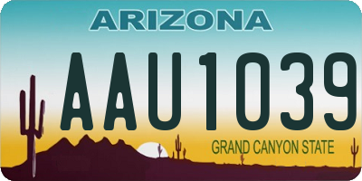 AZ license plate AAU1039