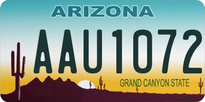 AZ license plate AAU1072