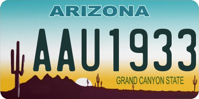 AZ license plate AAU1933