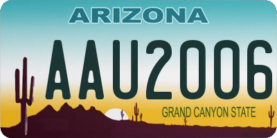 AZ license plate AAU2006
