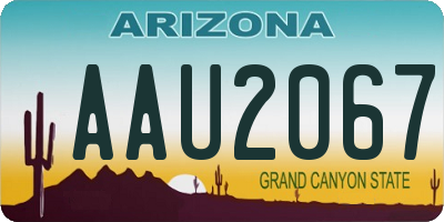 AZ license plate AAU2067