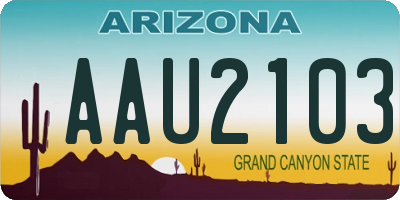 AZ license plate AAU2103