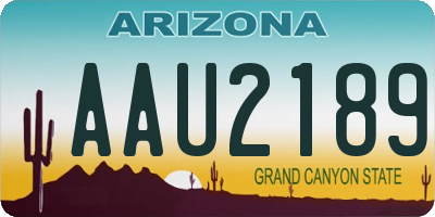 AZ license plate AAU2189