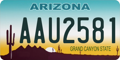 AZ license plate AAU2581