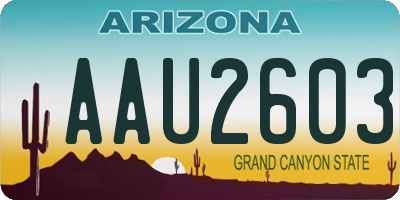 AZ license plate AAU2603