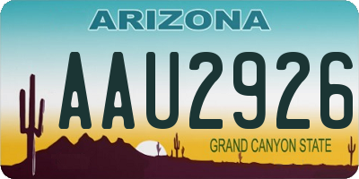 AZ license plate AAU2926