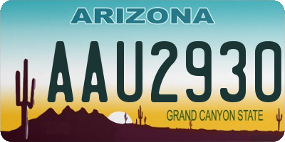 AZ license plate AAU2930