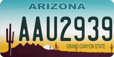 AZ license plate AAU2939