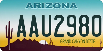 AZ license plate AAU2980