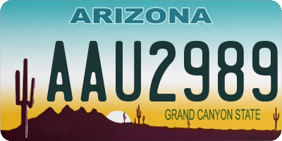 AZ license plate AAU2989