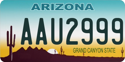 AZ license plate AAU2999