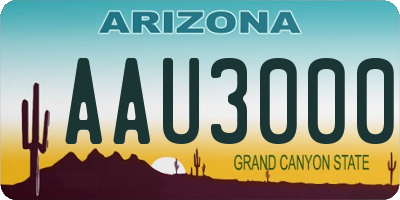 AZ license plate AAU3000