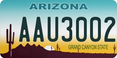 AZ license plate AAU3002