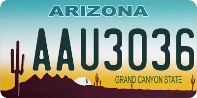 AZ license plate AAU3036