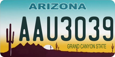 AZ license plate AAU3039