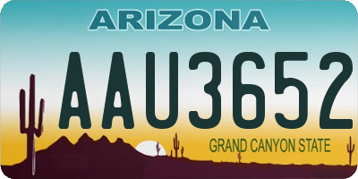 AZ license plate AAU3652