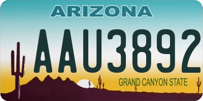 AZ license plate AAU3892