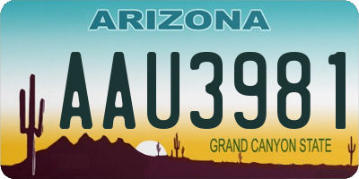 AZ license plate AAU3981