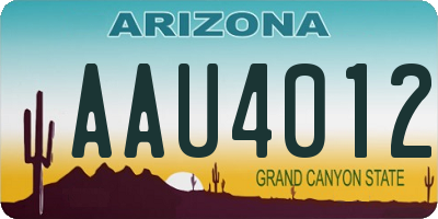 AZ license plate AAU4012