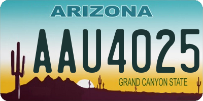 AZ license plate AAU4025