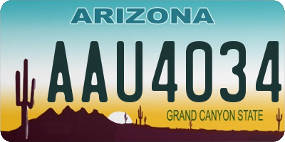 AZ license plate AAU4034