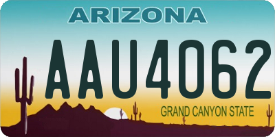 AZ license plate AAU4062