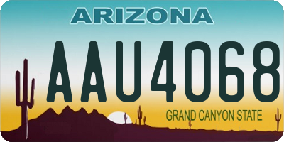 AZ license plate AAU4068