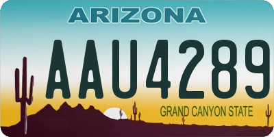 AZ license plate AAU4289