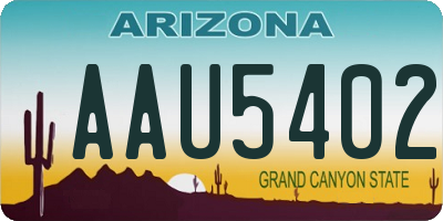 AZ license plate AAU5402