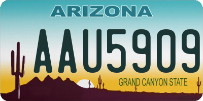 AZ license plate AAU5909