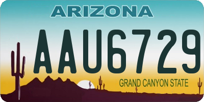 AZ license plate AAU6729