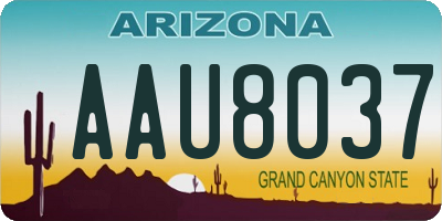 AZ license plate AAU8037