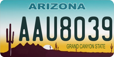 AZ license plate AAU8039