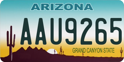 AZ license plate AAU9265