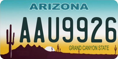 AZ license plate AAU9926
