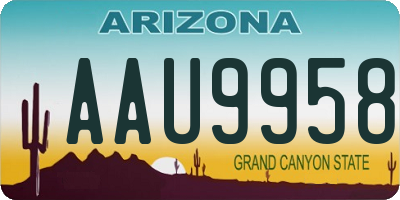 AZ license plate AAU9958