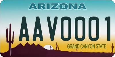 AZ license plate AAV0001