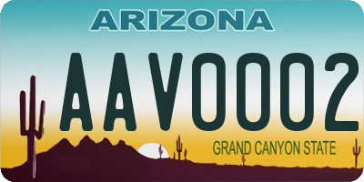 AZ license plate AAV0002