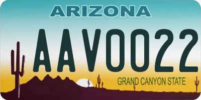 AZ license plate AAV0022
