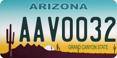 AZ license plate AAV0032