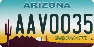 AZ license plate AAV0035