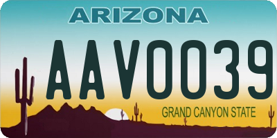AZ license plate AAV0039